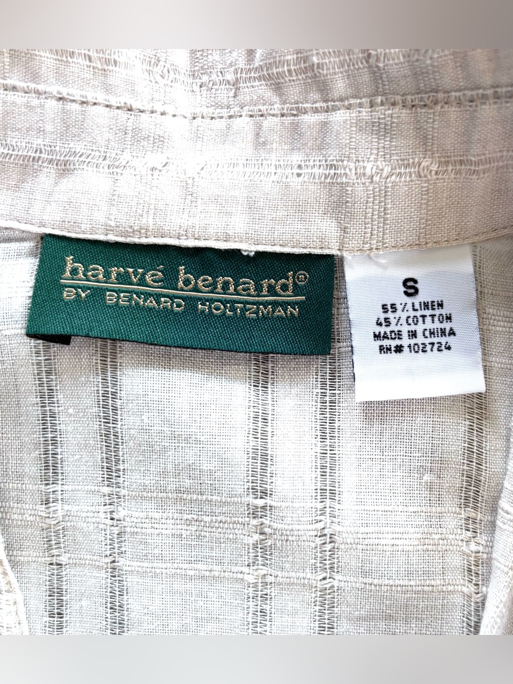 Harve Benard 3/4 Length Sleeve Button-up Shirt, Beige, Size S - Picture 4 of 6